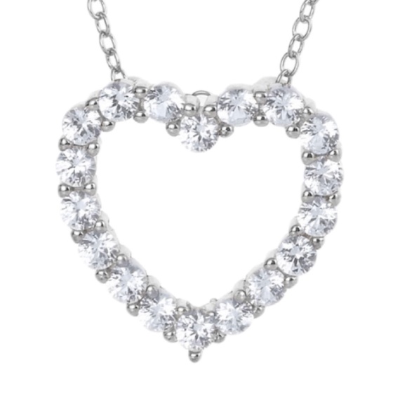 Brand New SAVY CIE JEWELS 18k Gold Plated Sterling Silver CZ Open Heart Necklace - Picture 2 of 3